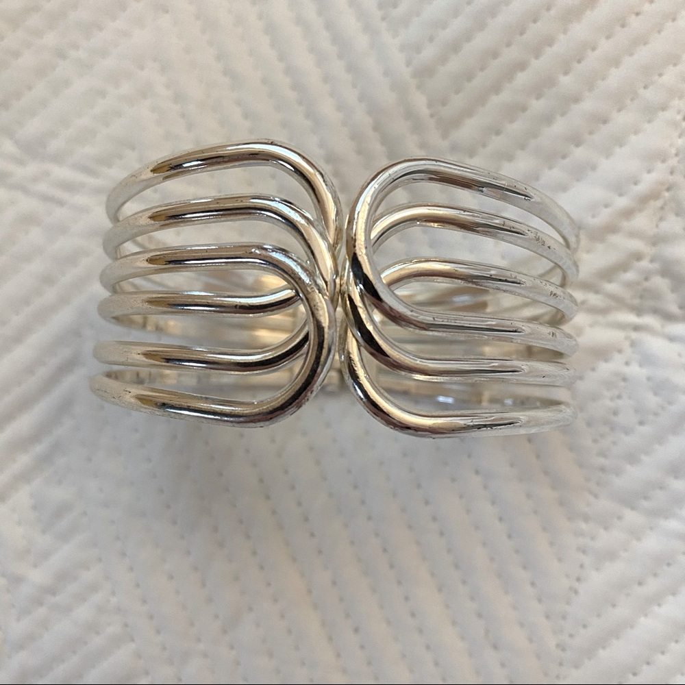 Silver Hinge Bangle Bracelet